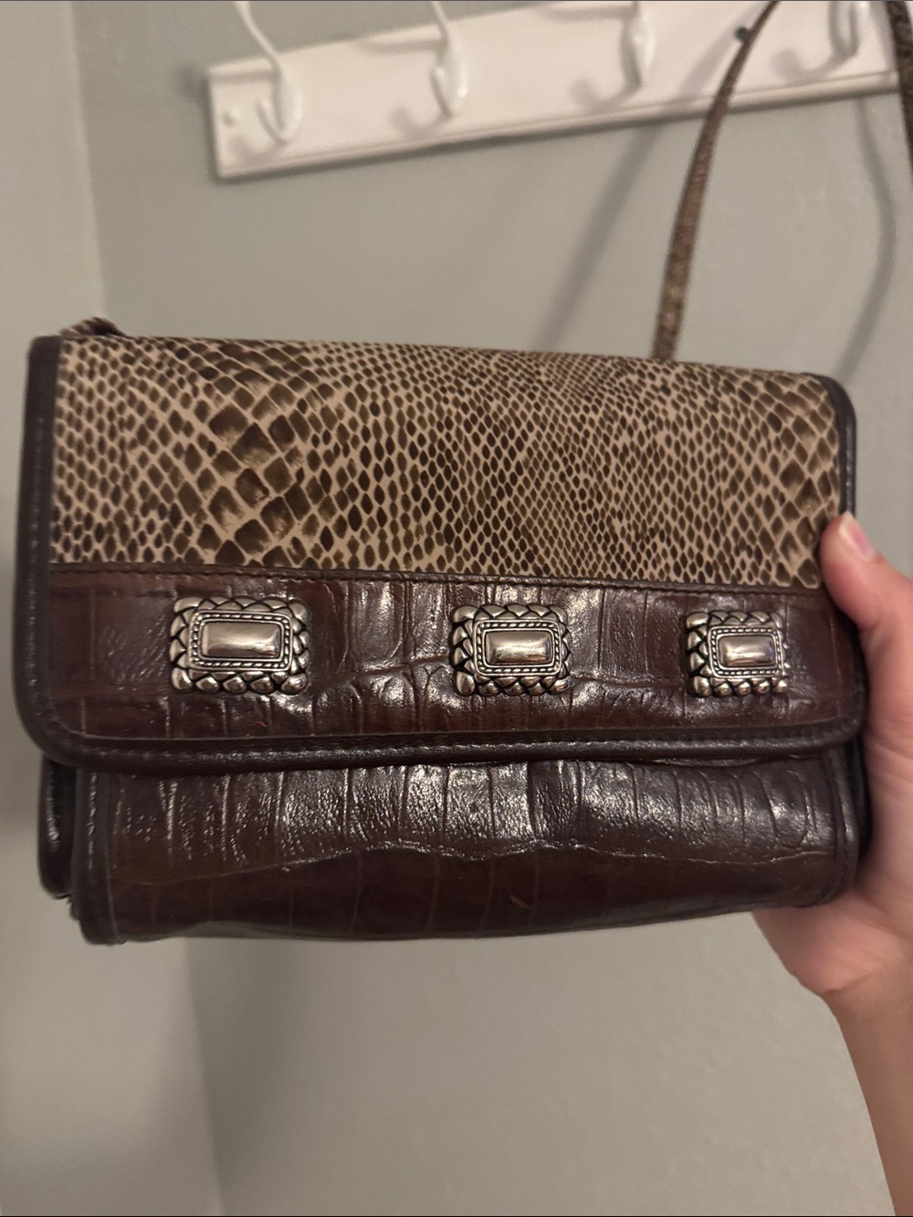 MC Brown Snake-Print Crossbody Bag - Women Bags